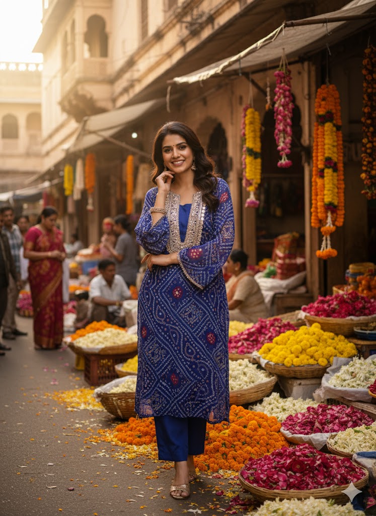 Bandhani Kurta Set  (3pcs set)