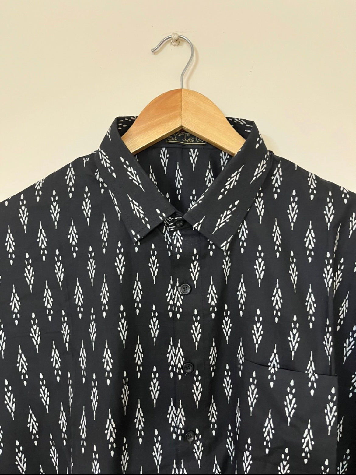 Black ikat printed shirt