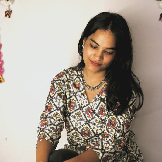 Elephant printed Angrakha