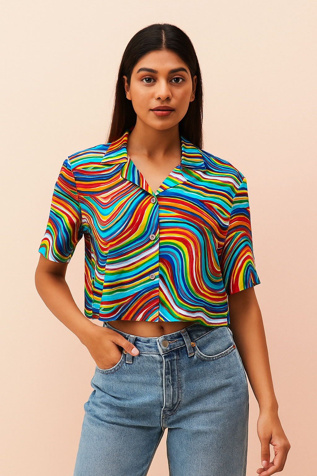 Colorful crop shirt