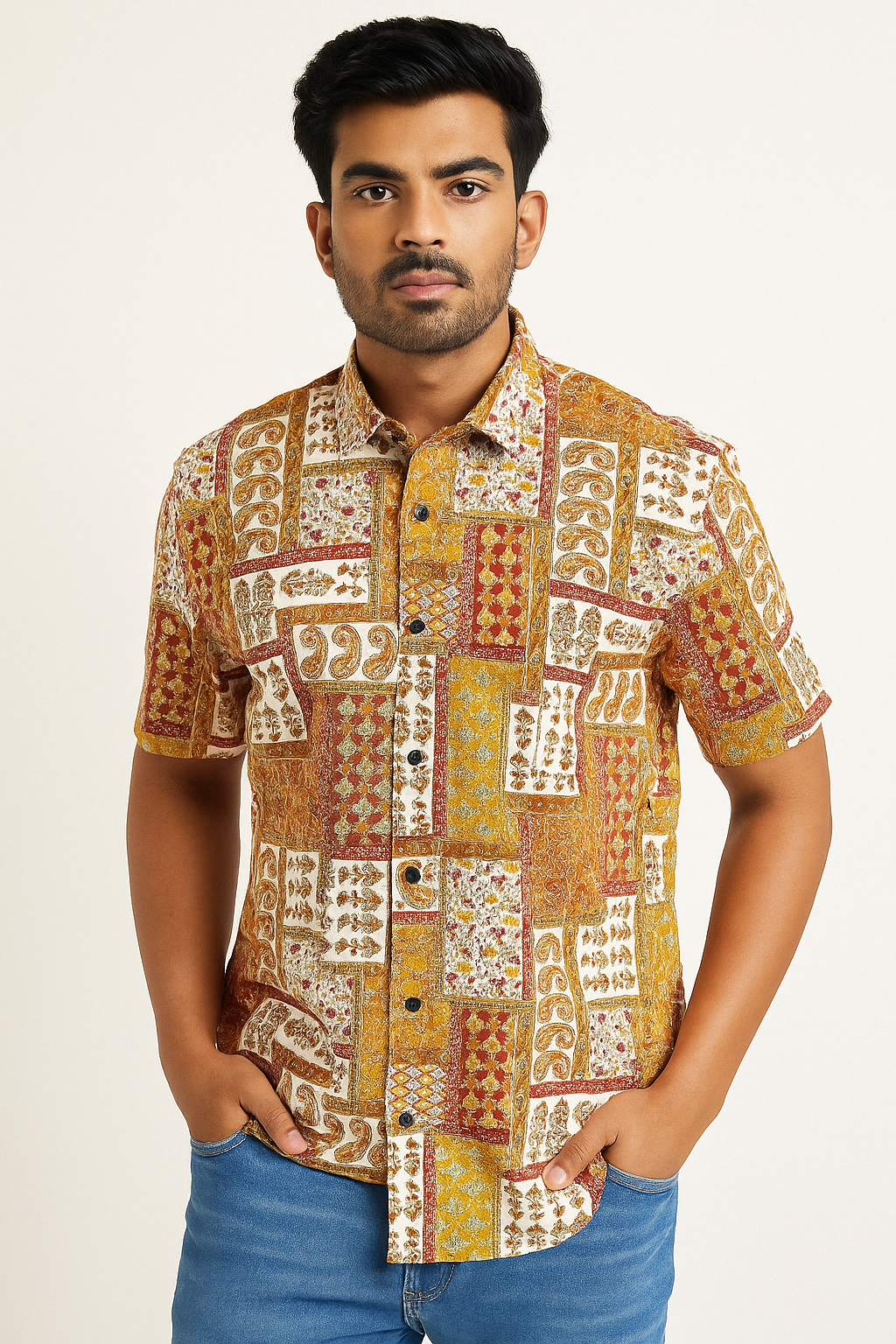 Yellow patched shirt