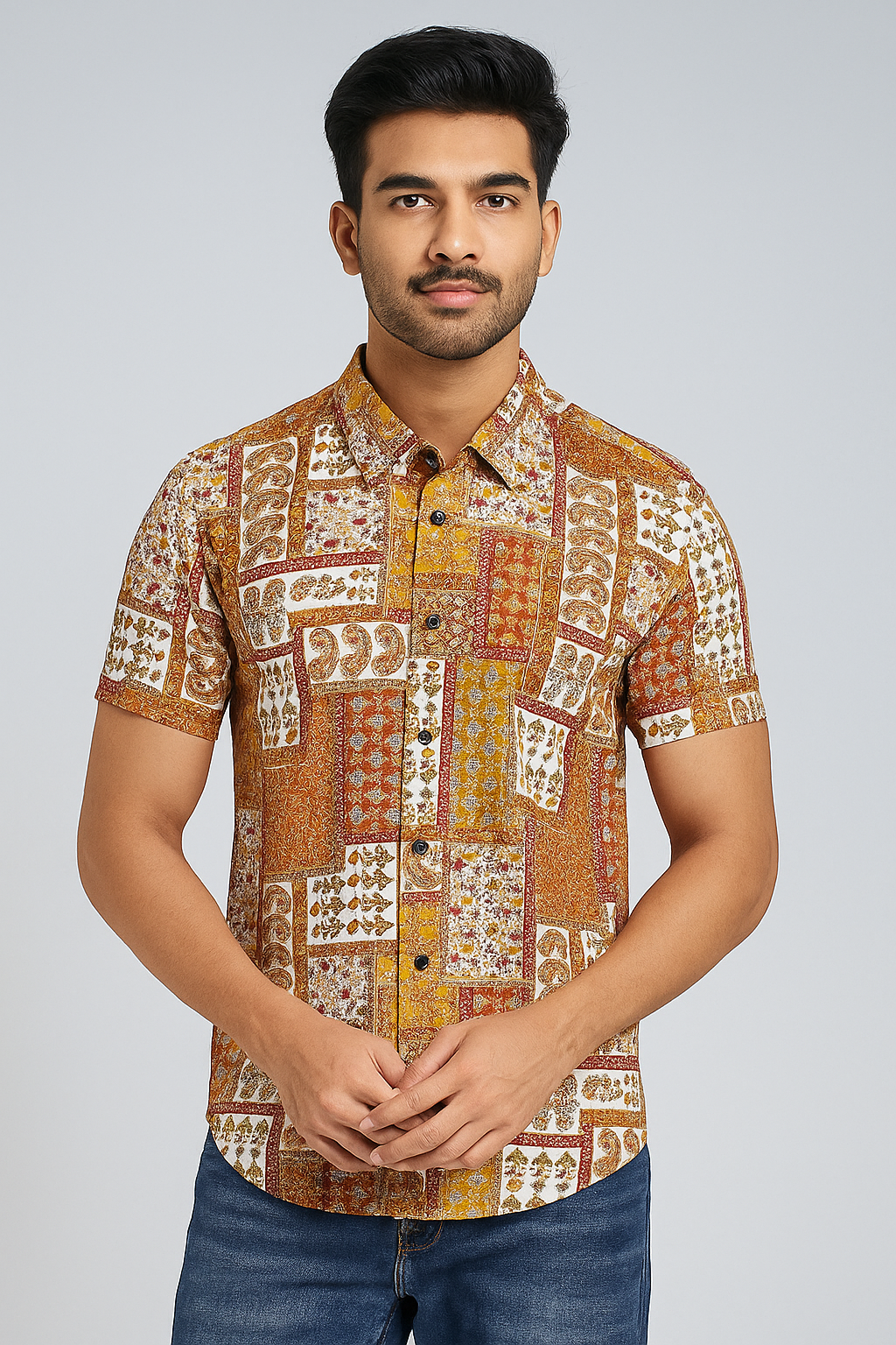 Yellow patched shirt