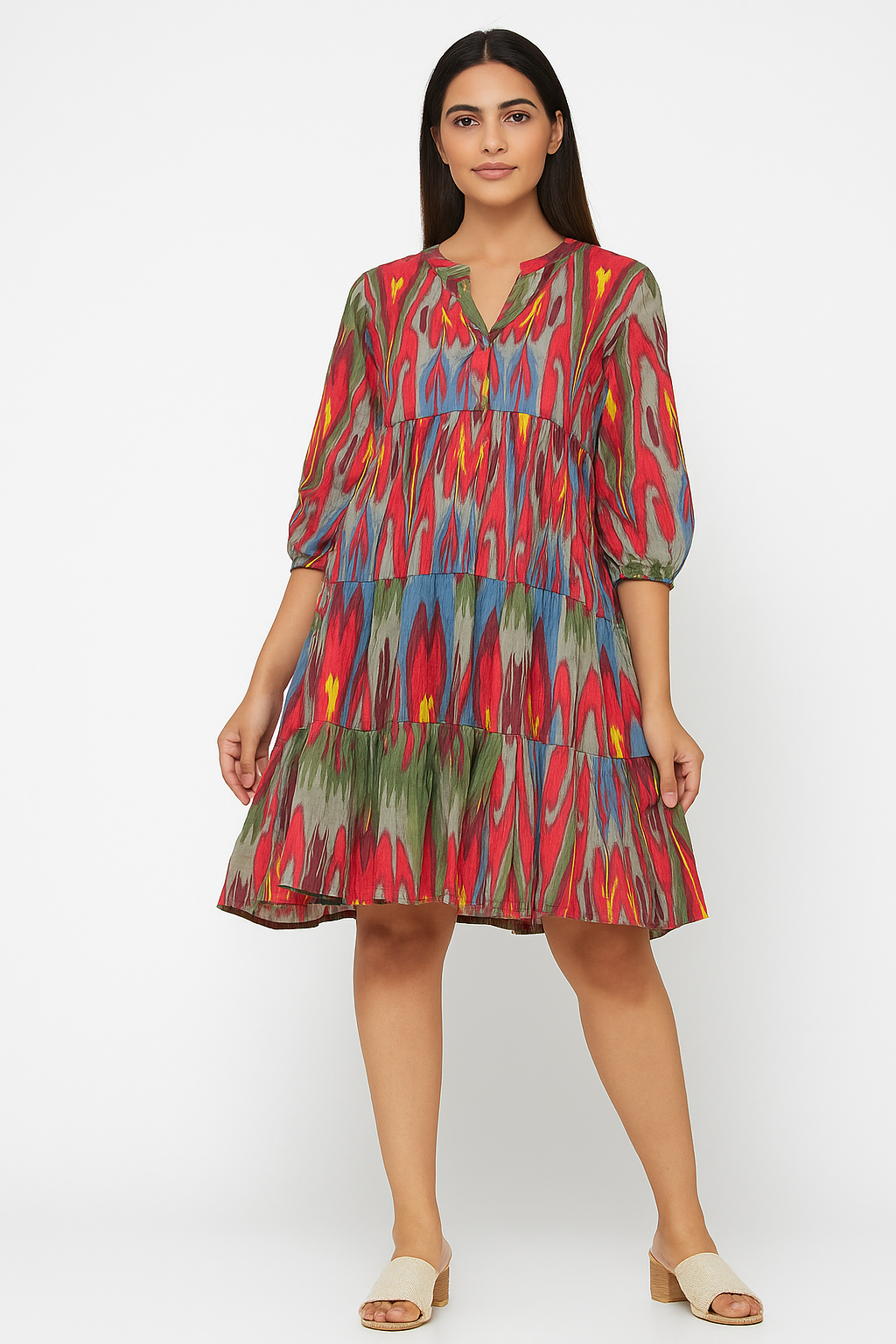 Multi color ikat dress