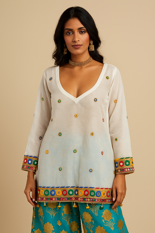 Mul chanderi cover up top