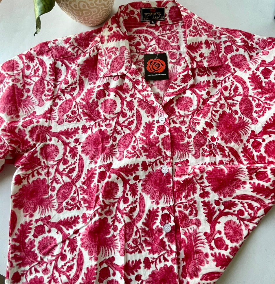 Pink bird crop shirt