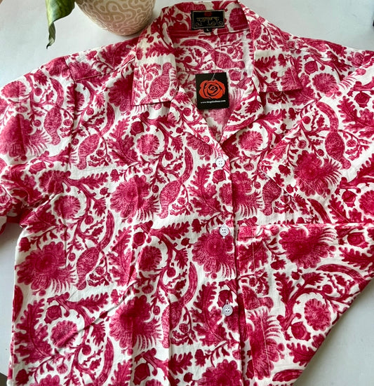 Pink bird crop shirt