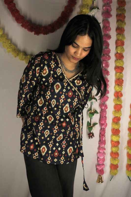 Blue Angrakha kurta