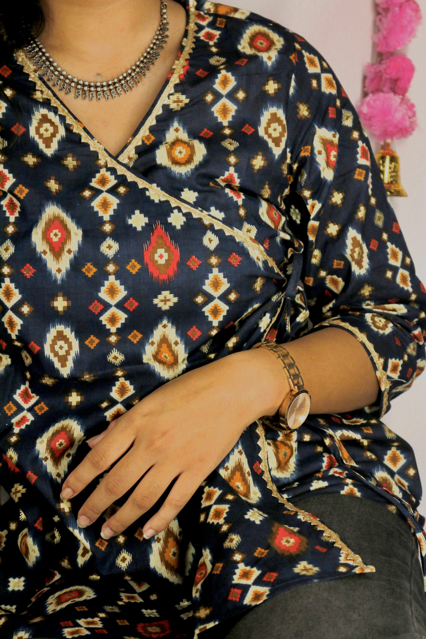 Blue Angrakha kurta