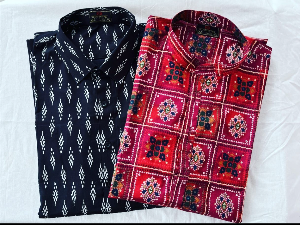 Maroon Bhandhani kurta