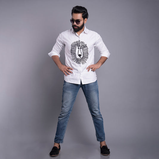 B/W Lion embroidered shirt
