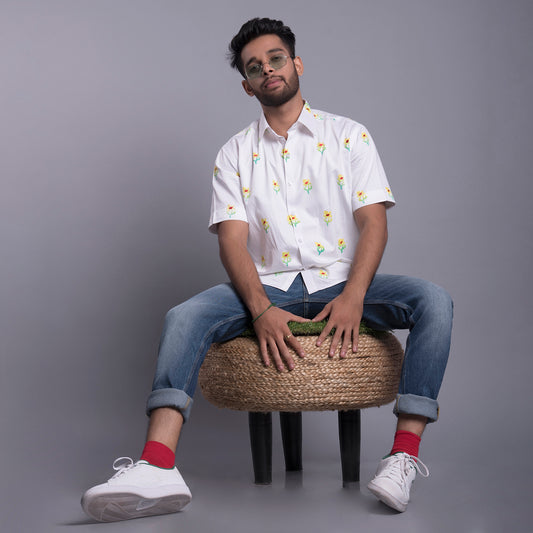 Handblock sunflower printed shirt