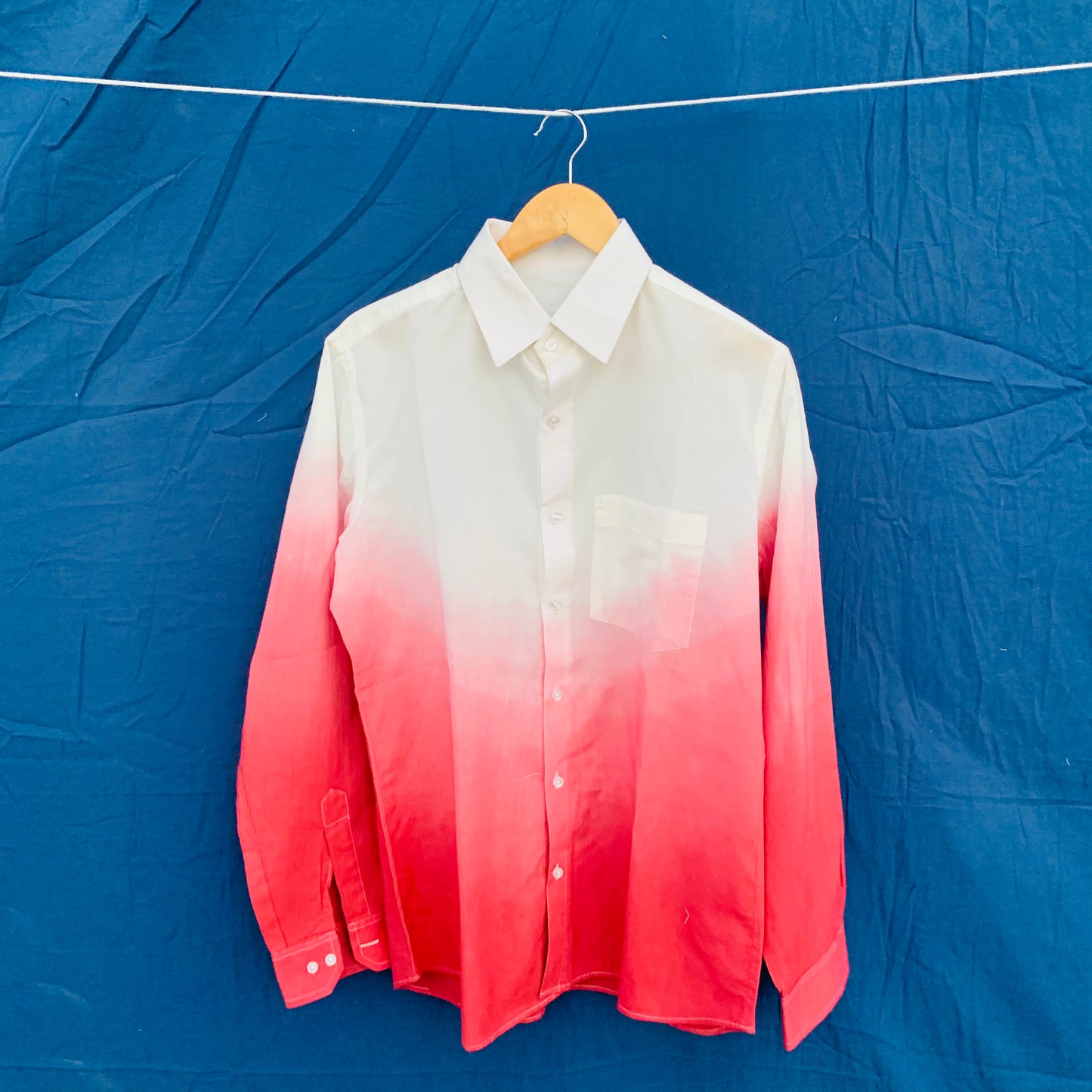 Red ombre dyed full sleeve shirt