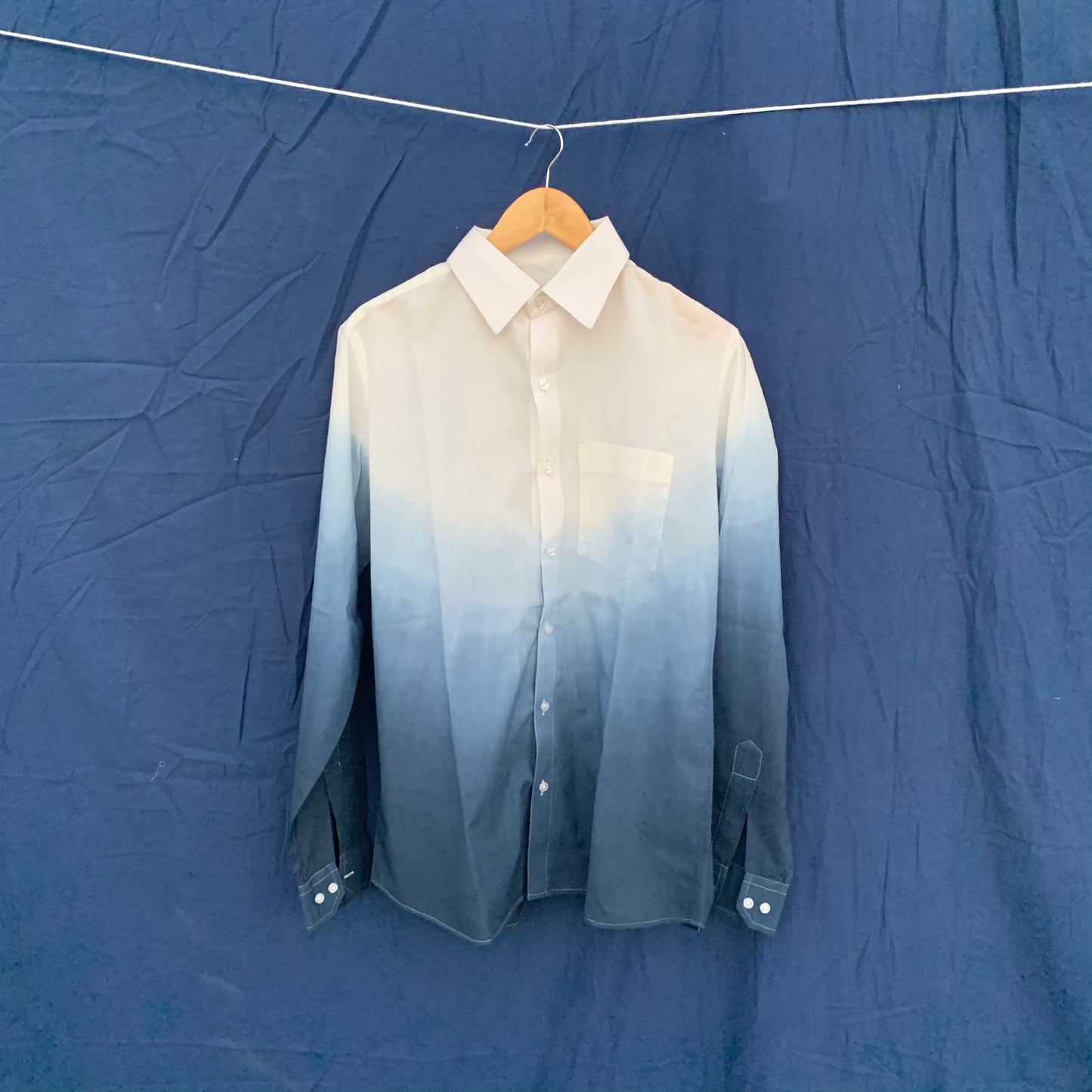 Blue ombre dyed full sleeve shirt