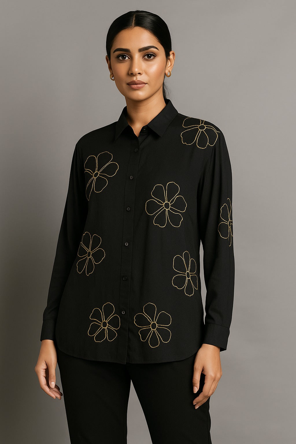 FLORAL ZARI EMBROIDERED SHIRT