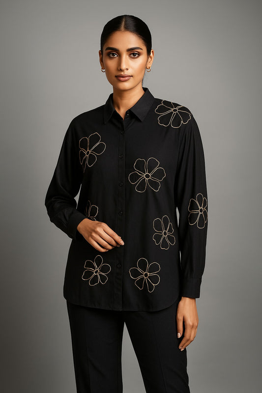 FLORAL ZARI EMBROIDERED SHIRT