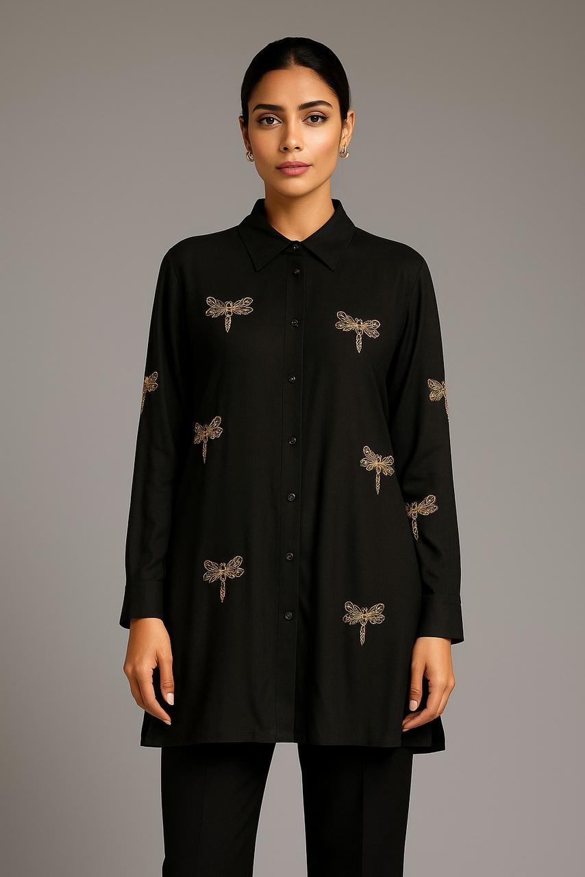 DRAGONFLY ZARI EMBROIDERED SHIRT