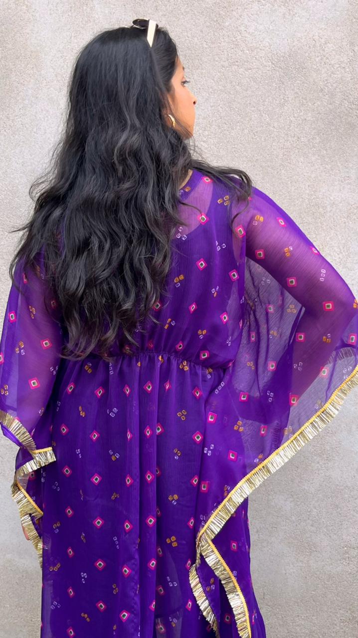Purple Bandhani Kaftan