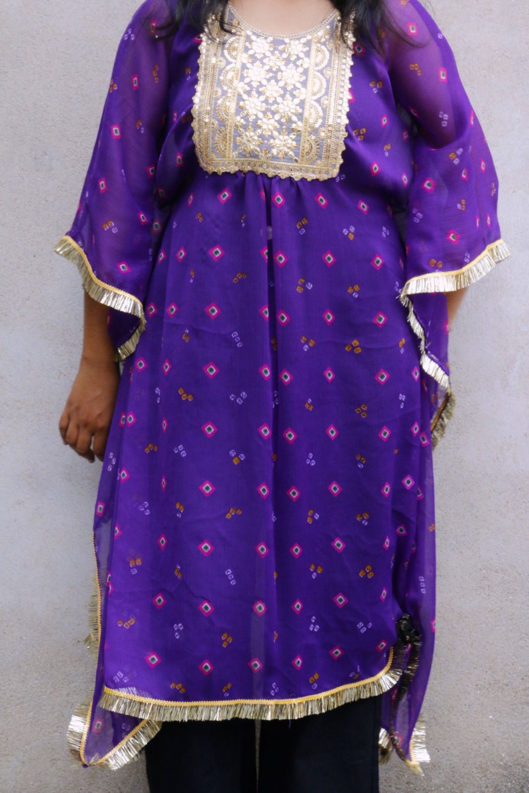 Purple Bandhani Kaftan