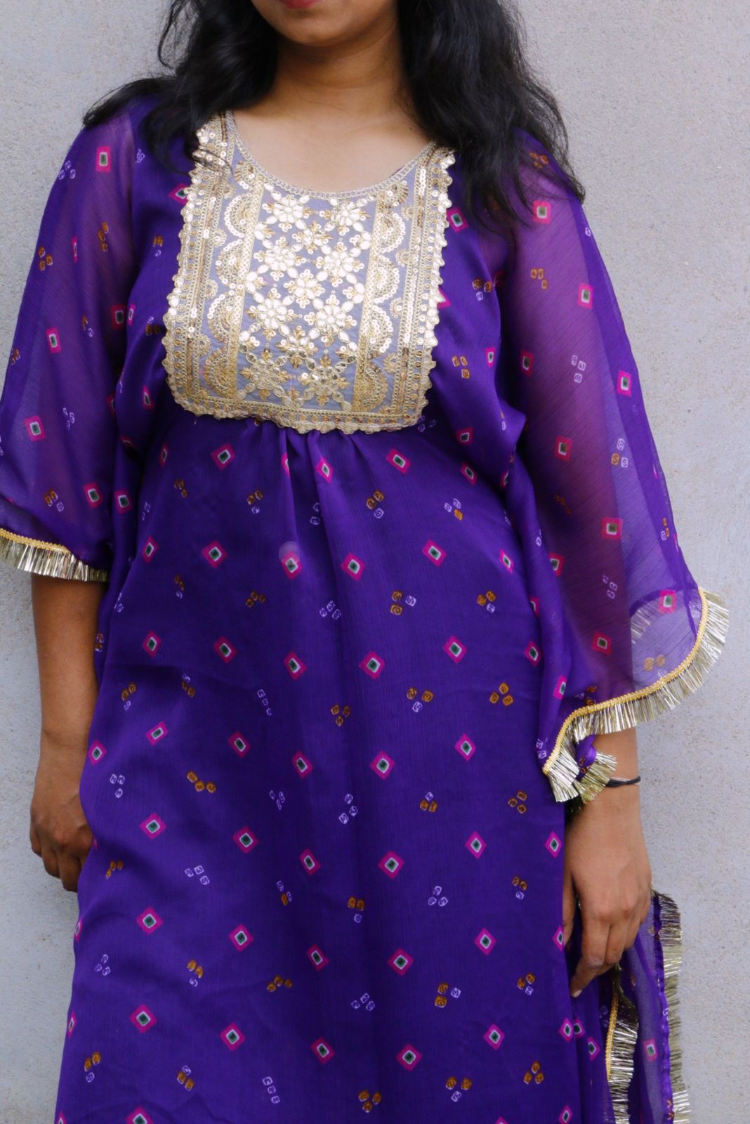 Purple Bandhani Kaftan