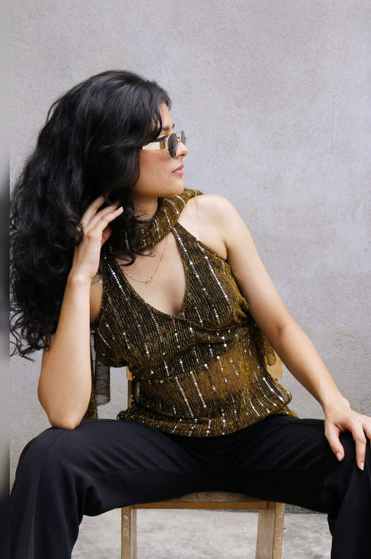 Black & Gold backless top