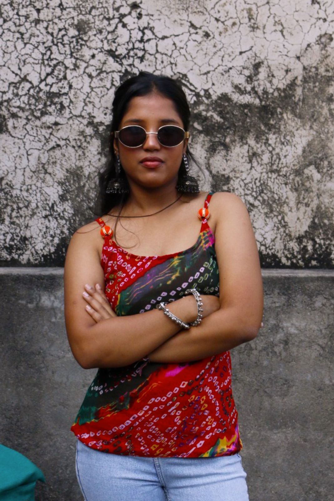 Red Bandhani Cami Top