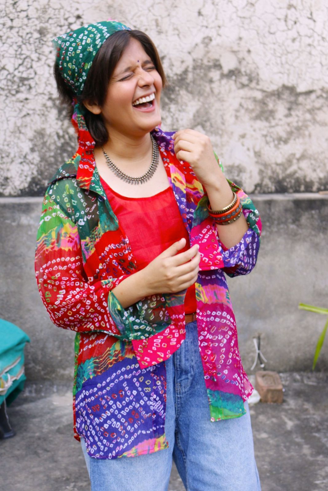 Multi color bandhani shirt