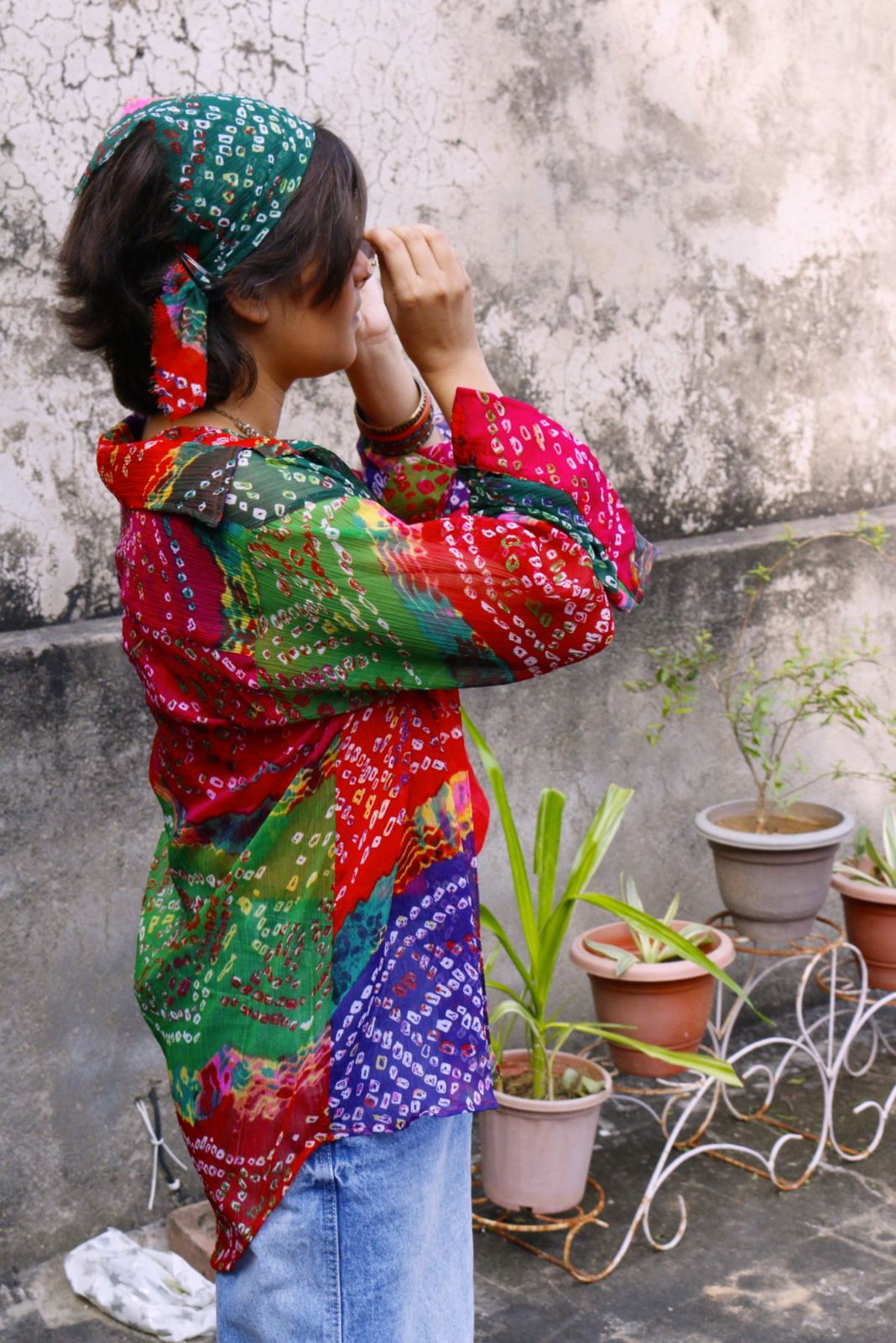Multi color bandhani shirt