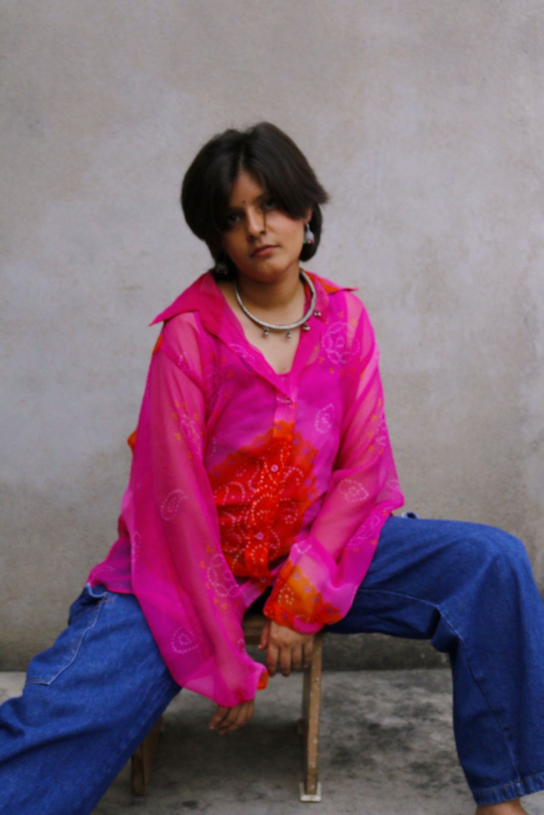 Pink & Orange Bahndhani Shirt